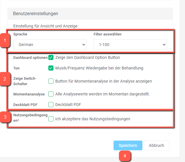 Own illustration - User settings